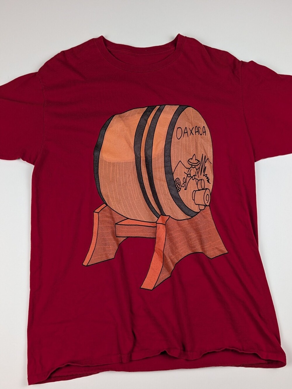 Vintage Oaxaca Mexico T-Shirt Burgundy Barrel Graphic Tourist Wanderlust Retro